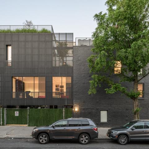 townhouse, modern, glass, light, rooftop, staircase, white, 