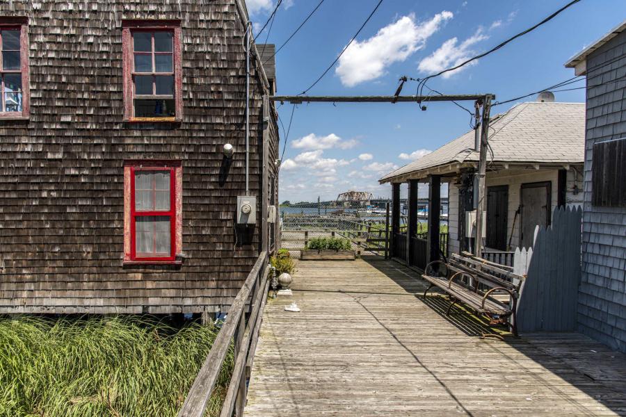 distressed, funky, bohemian, deck, water, beach, dock, colorful, 