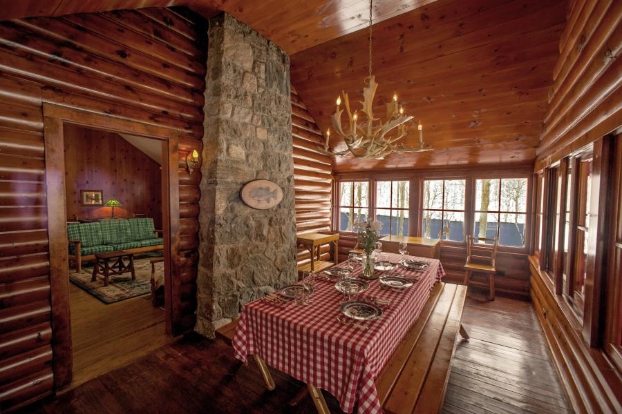 cabin, log house, lake, water, 
