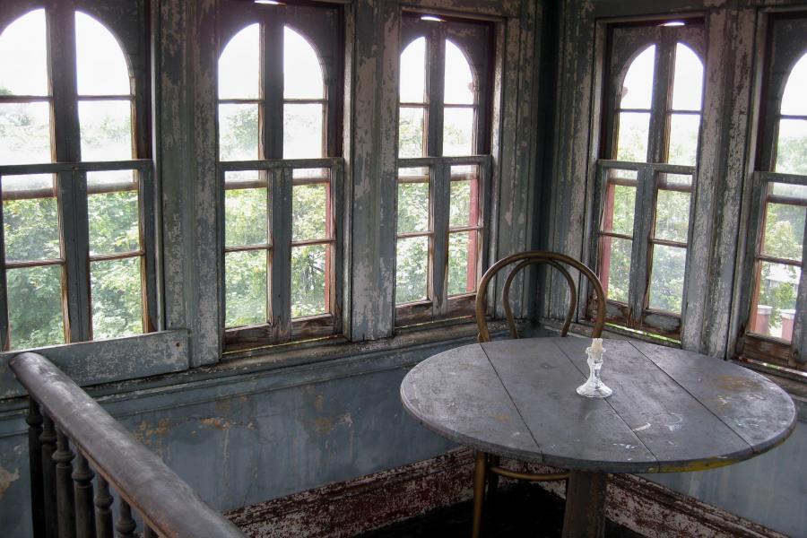 mansion, colorful, distressed, bohemian, funky, empty room, 