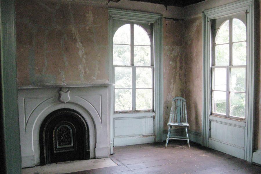 mansion, colorful, distressed, bohemian, funky, empty room, 