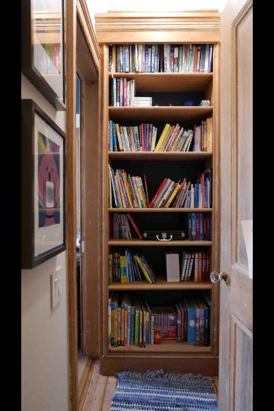 brownstone, funky, eclectic, colorful, staircase, fireplace, kitchen, 