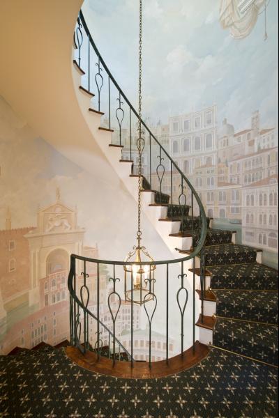 colorful, townhouse, traditional, upscale, staircase, fireplace, library, 