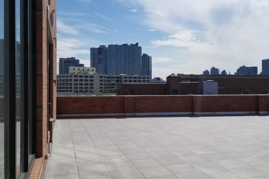 terrace, city view, rooftop, view, empty room, 