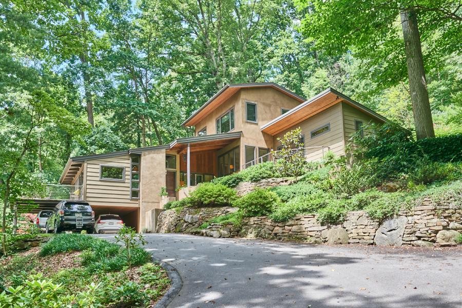 suburban, contemporary, garden, stone, Asheville, 