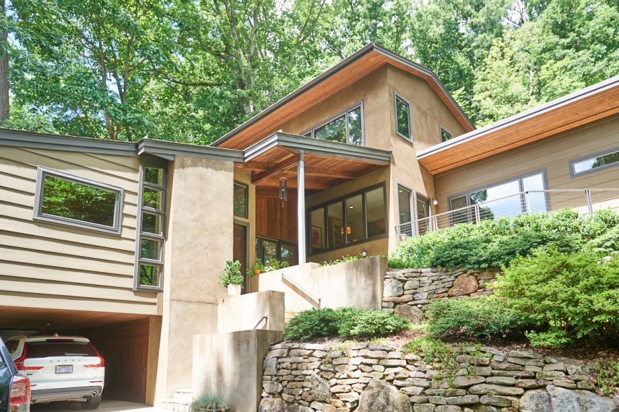 suburban, contemporary, garden, stone, Asheville, 