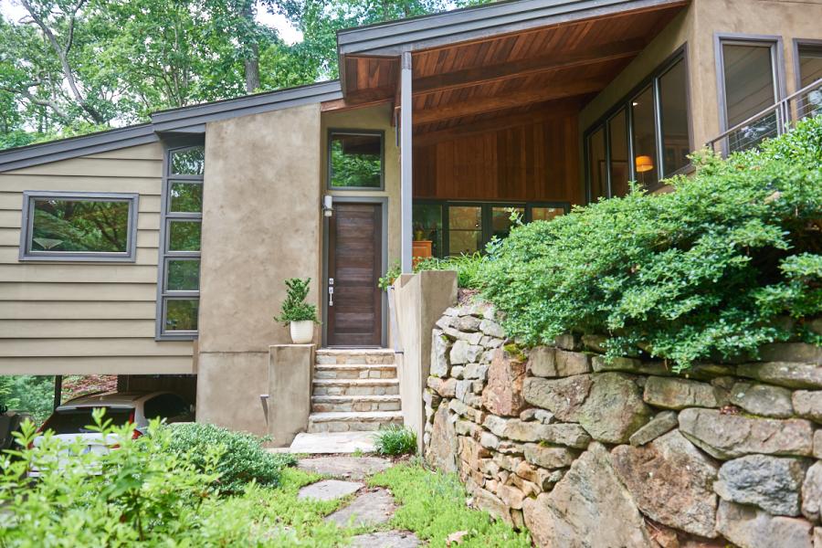 suburban, contemporary, garden, stone, Asheville, 