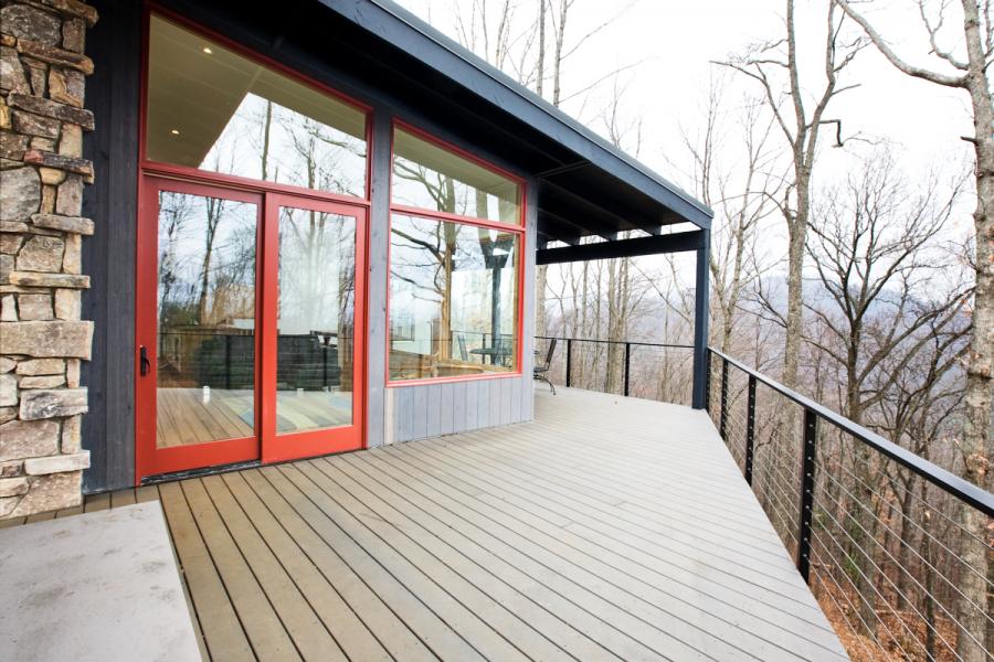 modern, contemporary, deck, fireplace, view, 