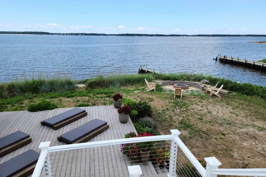 Hamptons, beach, water, deck, white, light, 