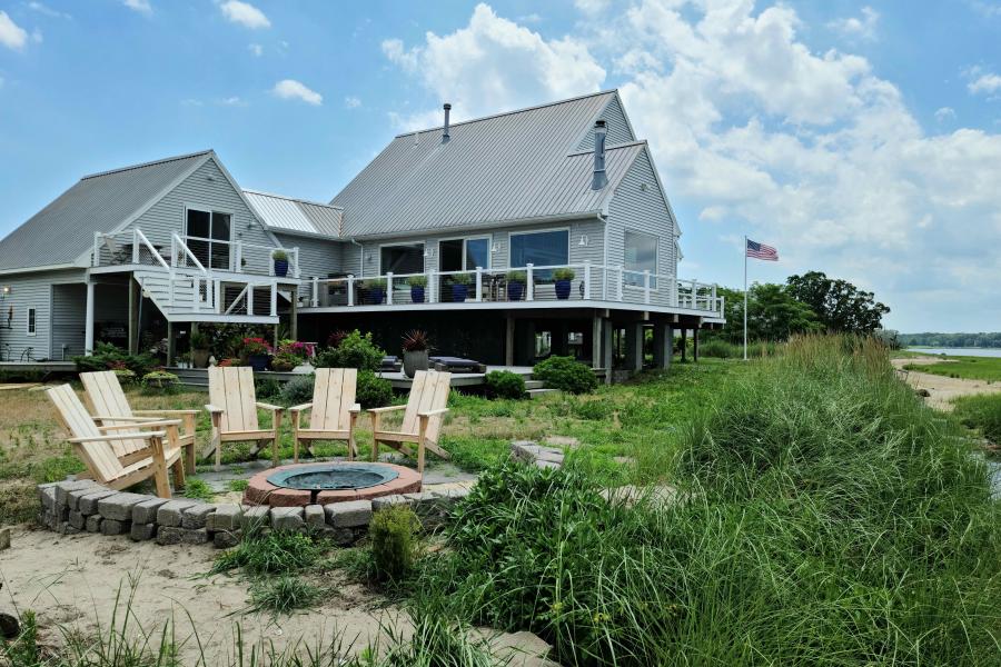 Hamptons, beach, water, deck, white, light, 