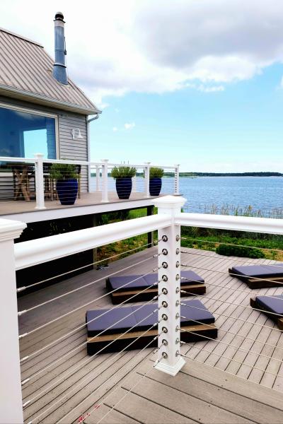 Hamptons, beach, water, deck, white, light, 