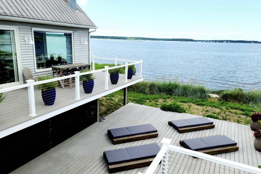 Hamptons, beach, water, deck, white, light, 