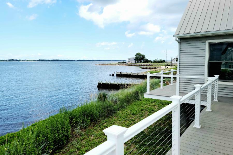 Hamptons, beach, water, deck, white, light, 