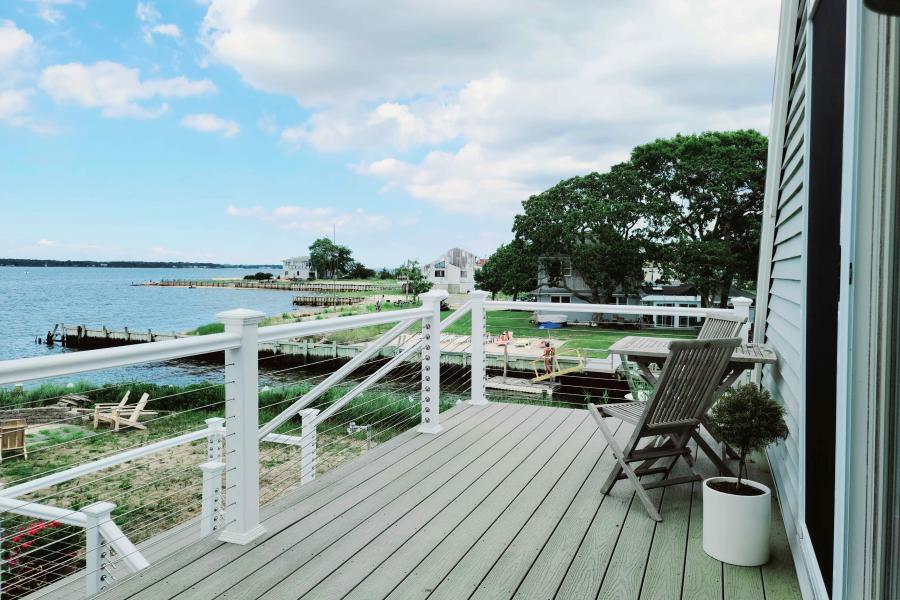 Hamptons, beach, water, deck, white, light, 