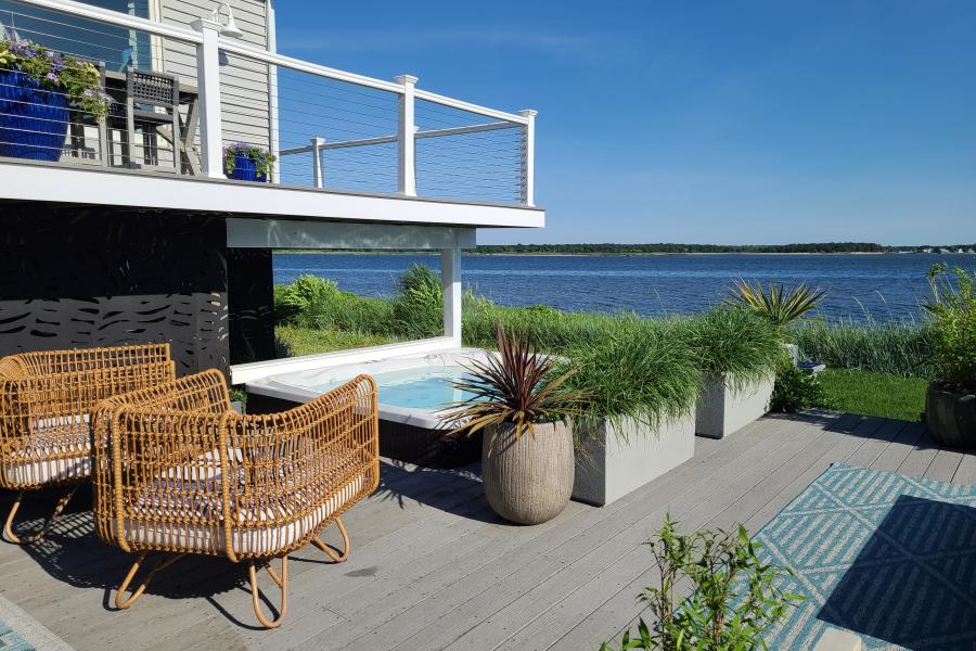 Hamptons, beach, water, white, light, deck, 