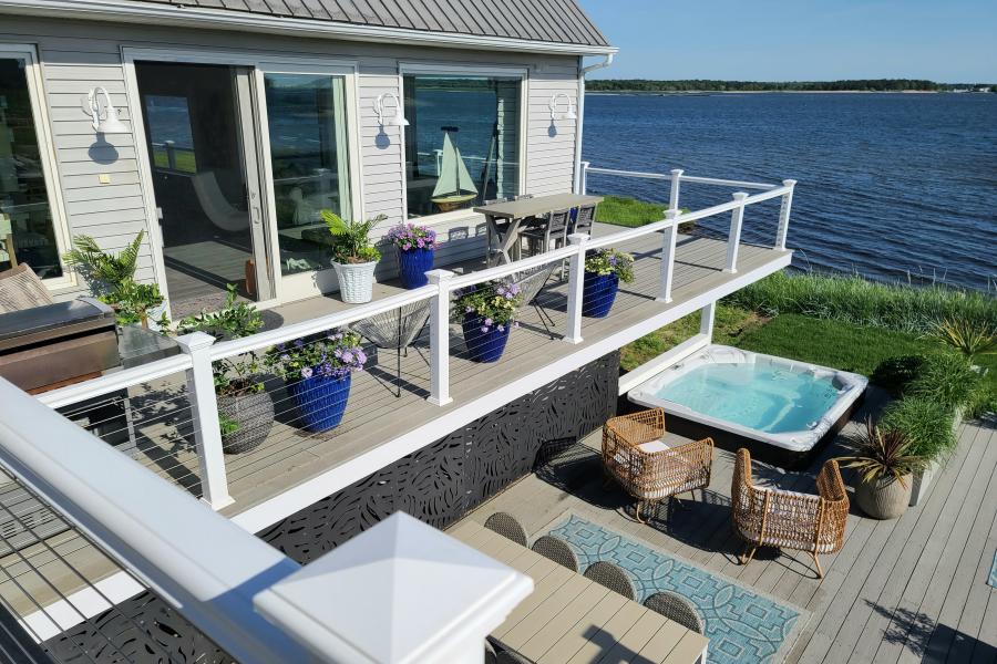 Hamptons, beach, water, white, light, deck, 