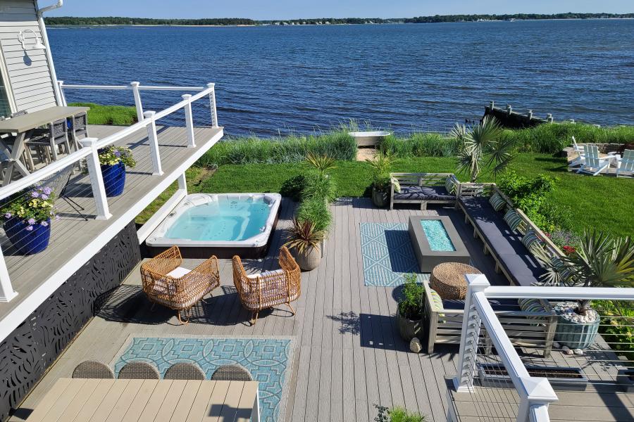 Hamptons, beach, water, white, light, deck, 