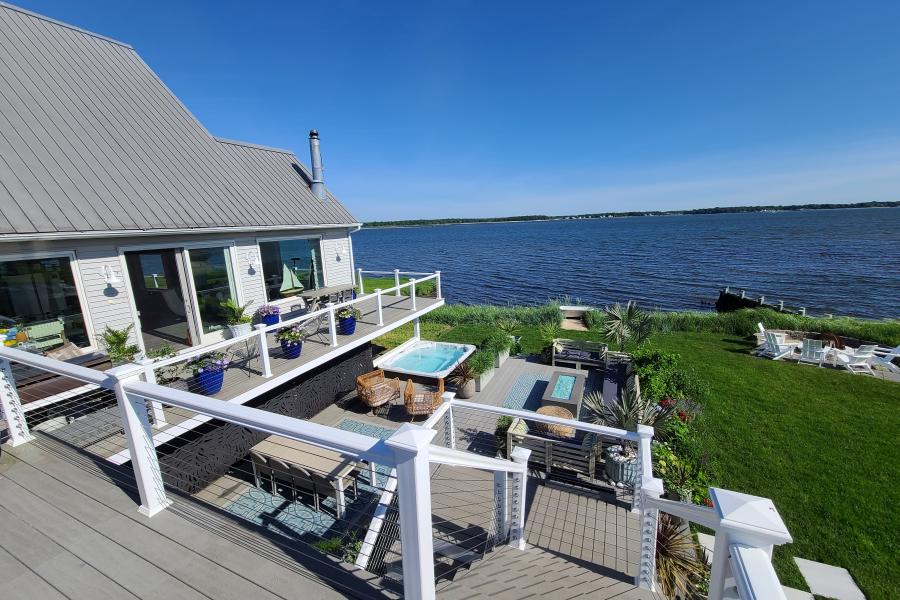 Hamptons, beach, water, white, light, deck, 