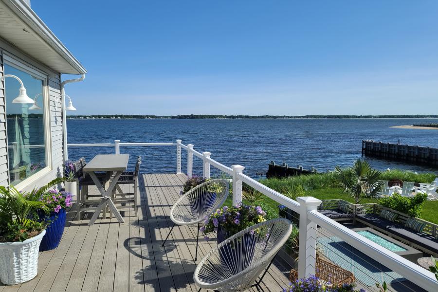 Hamptons, beach, water, white, light, deck, 