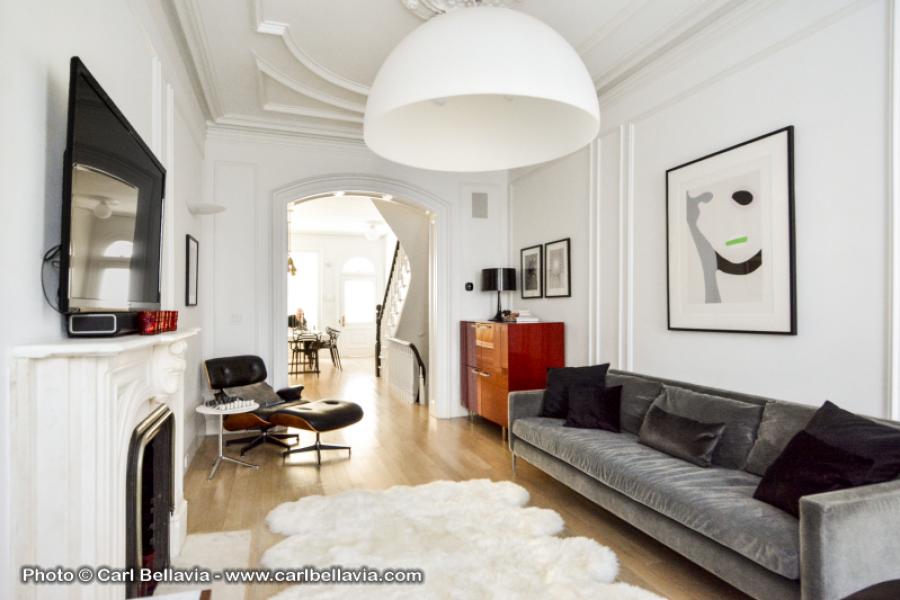 brownstone, bathroom, staircase, fireplace, contemporary, 