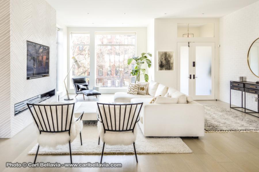 townhouse, contemporary, modern, light, white, glass, bathroom, kitchen, 