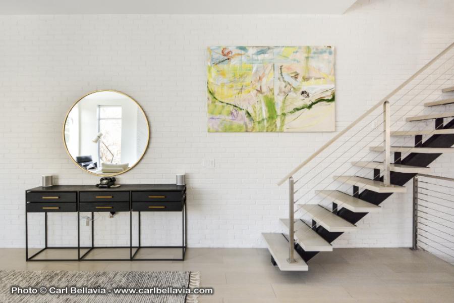 townhouse, contemporary, modern, light, white, glass, bathroom, kitchen, 