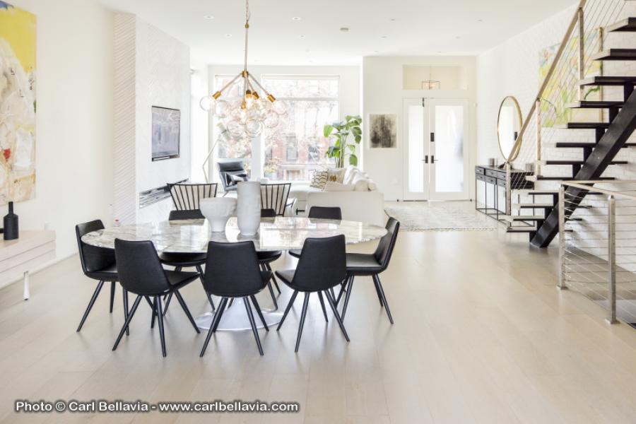 townhouse, contemporary, modern, light, white, glass, bathroom, kitchen, 