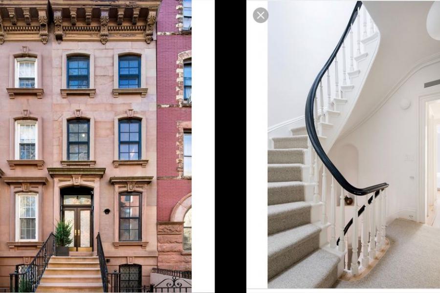 brownstone, bathroom, staircase, fireplace, contemporary, 