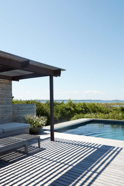 Hamptons, rustic, deck, pool, water, 
