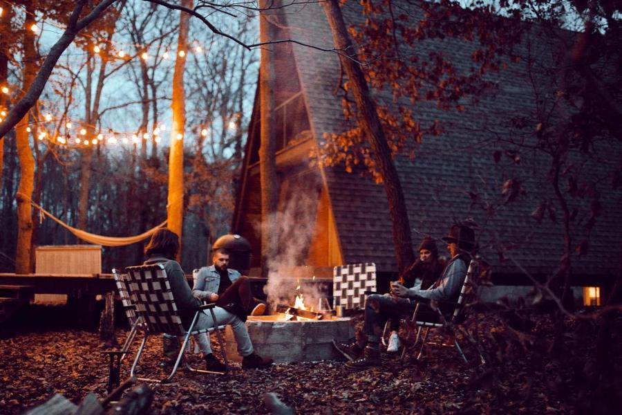 cabin, wooded, deck, rural, country, 