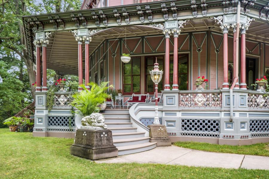 opulent, grand, mansion, victorian, garden, greenhouse, staircase, porch, 