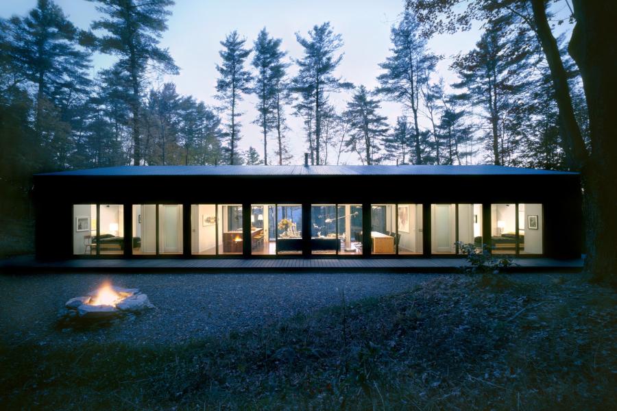 cabin, glass, wooded, light, airy, contemporary, 