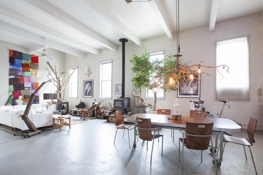 loft, apartment, eclectic, white, textured walls, 