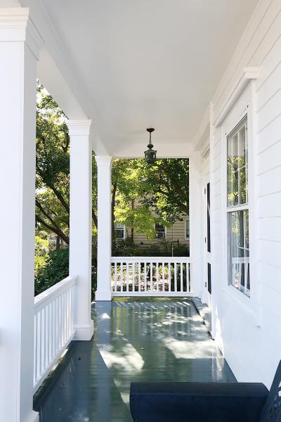 suburban, white, light, airy, traditional, contemporary, porch, 