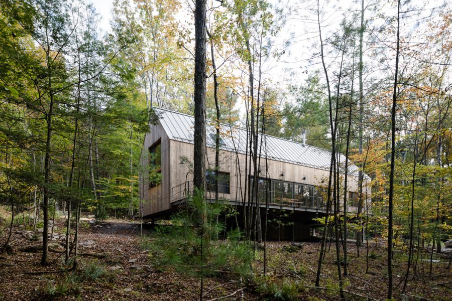 modern, contemporary, wooded, wood, deck, glass, rural, 