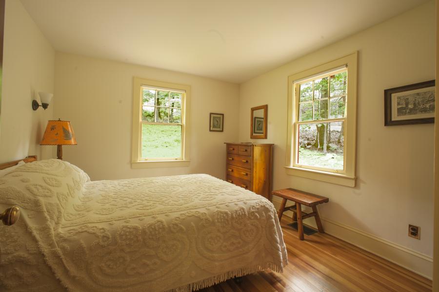 cabin, log house, lake, water, 