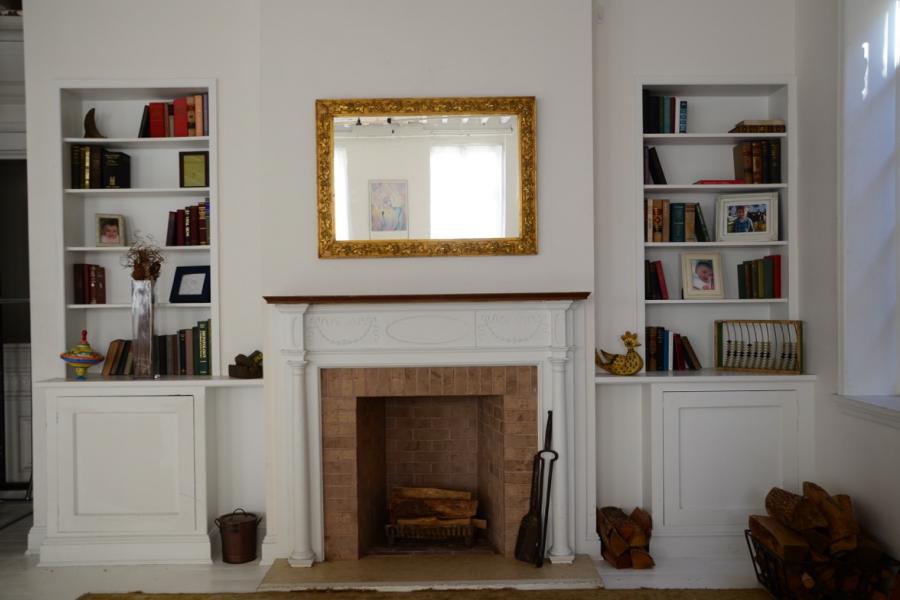 traditional, white, bathroom, kitchen, light, fireplace, 