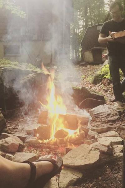 cabin, log house, rural, lake, deck, fireplace, rustic, 
