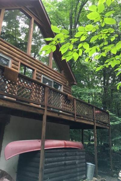 cabin, log house, rural, lake, deck, fireplace, rustic, 