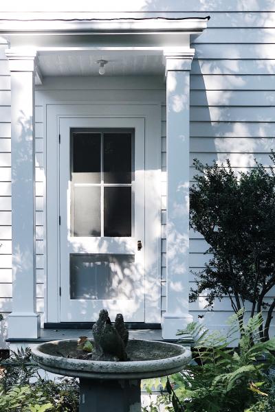 suburban, white, light, airy, traditional, contemporary, porch, 