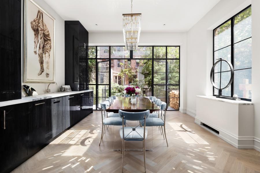 brownstone, townhouse, contemporary, upscale, staircase, terrace, garden, kitchen, bathroom, 