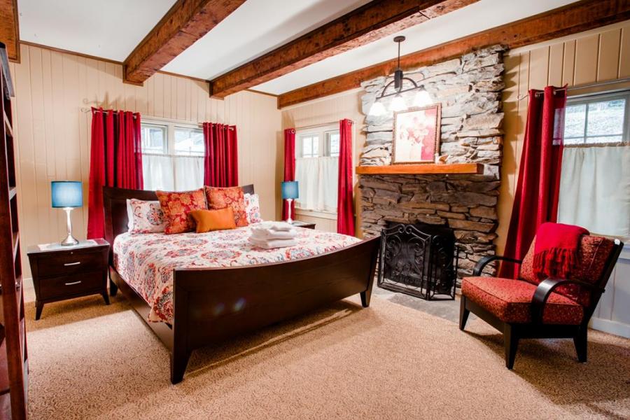 log house, cabin, stone, water, rural, Asheville, 