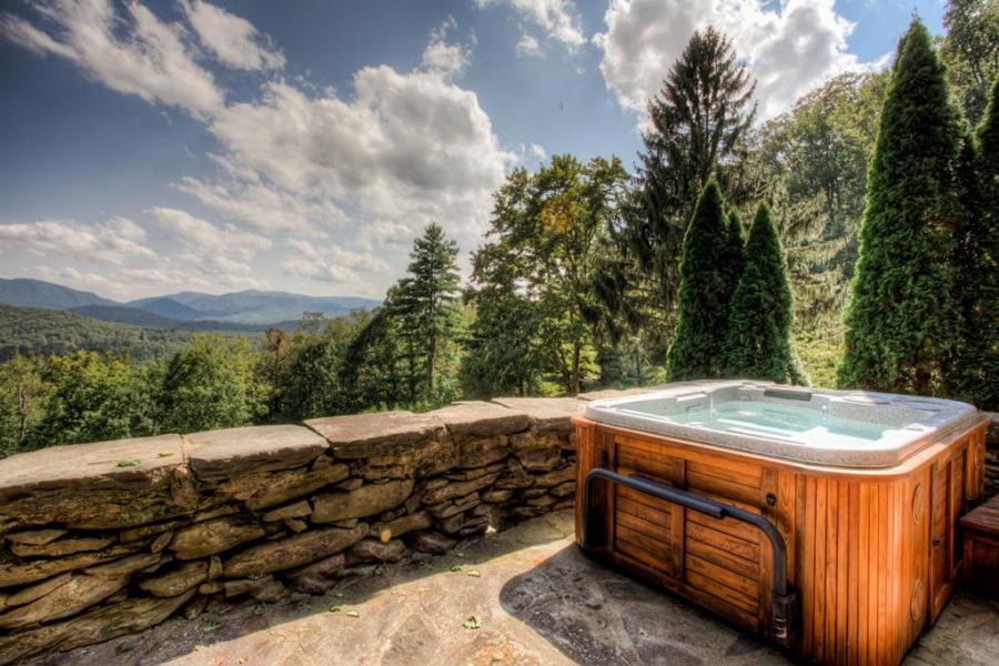 log house, cabin, stone, water, rural, Asheville, 