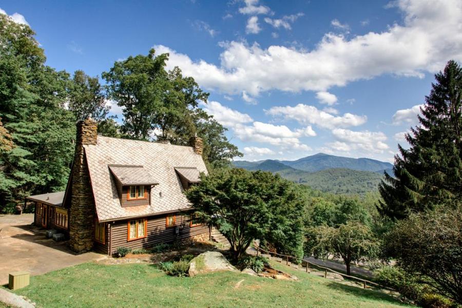 log house, cabin, stone, water, rural, Asheville, 