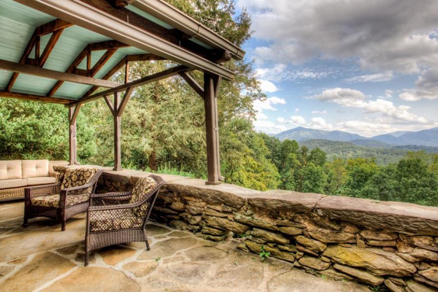 log house, cabin, stone, water, rural, Asheville, 