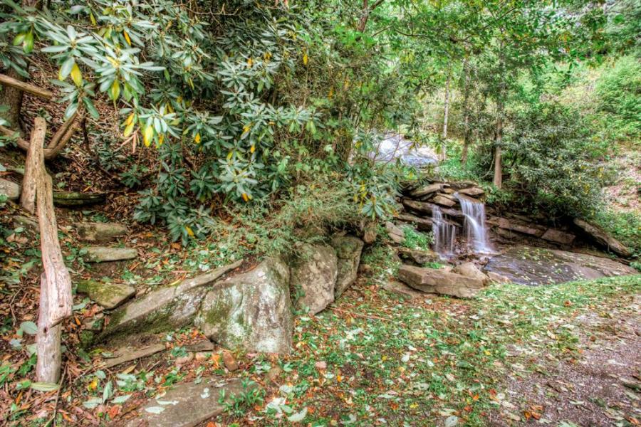 log house, cabin, stone, water, rural, Asheville, 