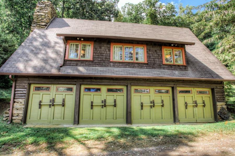 log house, cabin, stone, water, rural, Asheville, 