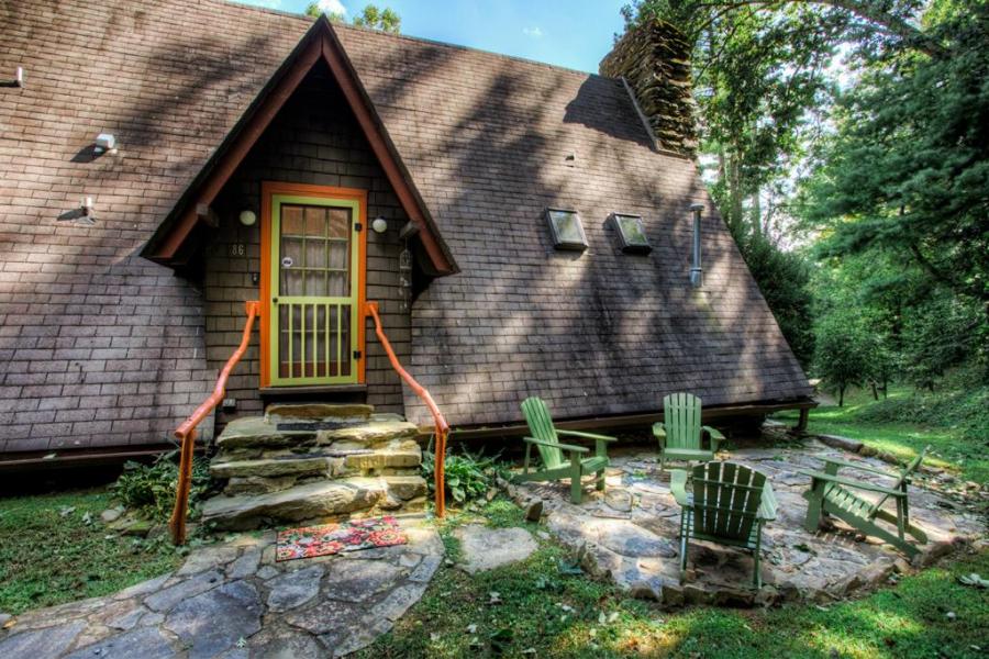 log house, cabin, stone, water, rural, Asheville, 