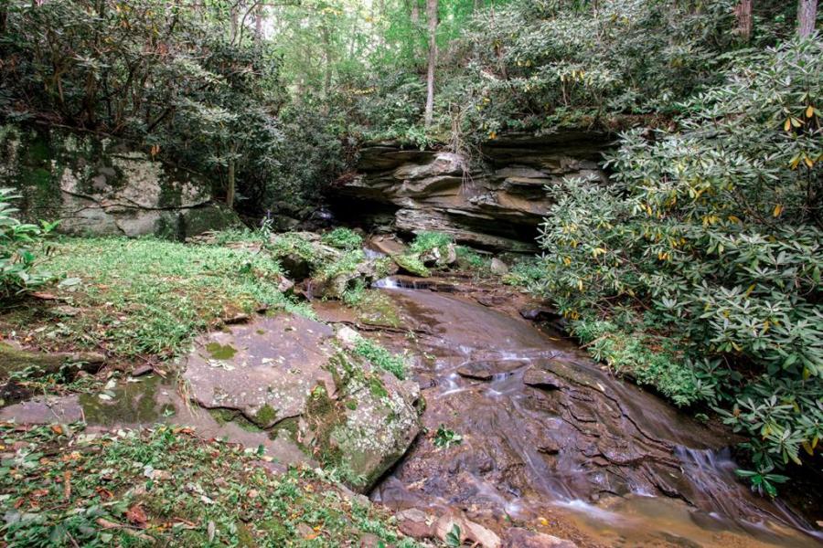 log house, cabin, stone, water, rural, Asheville, 