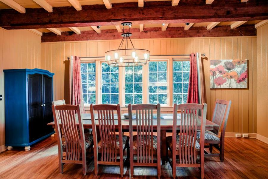 log house, cabin, stone, water, rural, Asheville, 